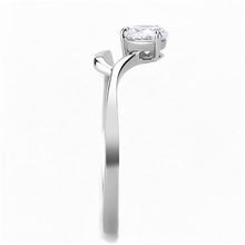 TK3257 - High polished (no plating) Stainless Steel Ring with AAA Grade CZ  in Clear