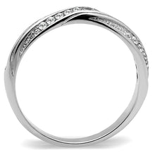 TK3259 - High polished (no plating) Stainless Steel Ring with AAA Grade CZ  in Clear