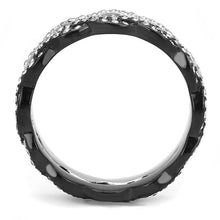 TK3265 - Two-Tone IP Black (Ion Plating) Stainless Steel Ring with Top Grade Crystal  in Clear