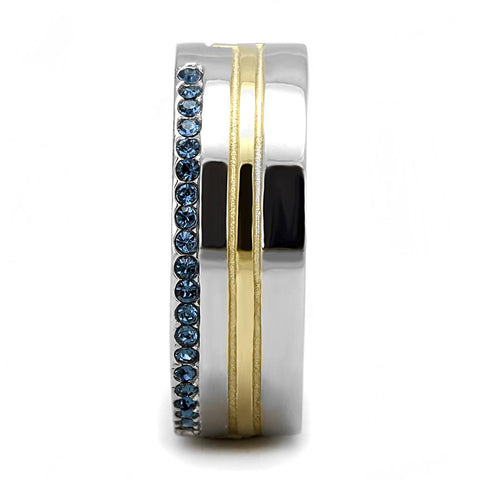 TK3266 - Two-Tone IP Gold (Ion Plating) Stainless Steel Ring with Top Grade Crystal  in Montana