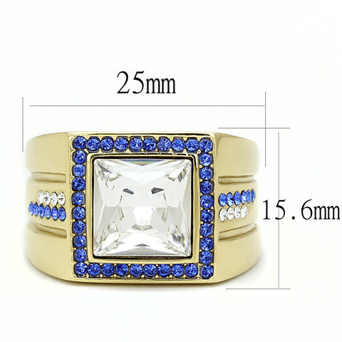 TK3269 - IP Gold(Ion Plating) Stainless Steel Ring with Top Grade Crystal  in Clear