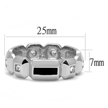 TK3281 - High polished (no plating) Stainless Steel Ring with Top Grade Crystal  in Clear