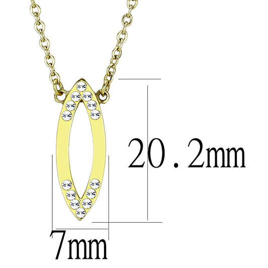 TK3285 - IP Gold(Ion Plating) Stainless Steel Necklace with Top Grade Crystal  in Clear