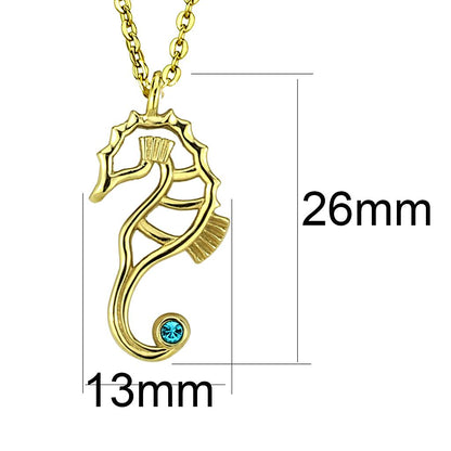 TK3296 - IP Gold(Ion Plating) Stainless Steel Necklace with Top Grade Crystal  in Blue Zircon