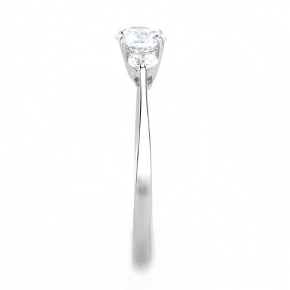 TK3431 - High polished (no plating) Stainless Steel Ring with AAA Grade CZ  in Clear