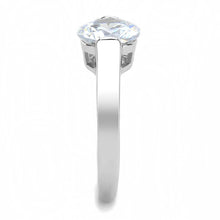 TK3432 - High polished (no plating) Stainless Steel Ring with AAA Grade CZ  in Clear