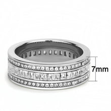 TK3435 - High polished (no plating) Stainless Steel Ring with AAA Grade CZ  in Clear