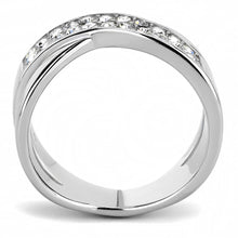 TK3436 - High polished (no plating) Stainless Steel Ring with Top Grade Crystal  in Clear