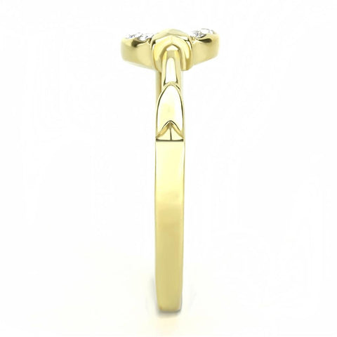 TK3439 - IP Gold(Ion Plating) Stainless Steel Ring with Top Grade Crystal  in Clear