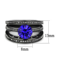 TK3453 - IP Light Black  (IP Gun) Stainless Steel Ring with Top Grade Crystal  in Sapphire