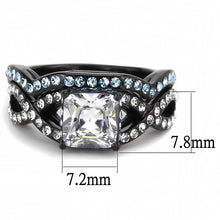 TK3457 - IP Black(Ion Plating) Stainless Steel Ring with AAA Grade CZ  in Clear