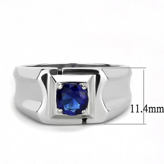 TK3459 - High polished (no plating) Stainless Steel Ring with Synthetic Synthetic Glass in Montana