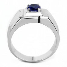 TK3459 - High polished (no plating) Stainless Steel Ring with Synthetic Synthetic Glass in Montana