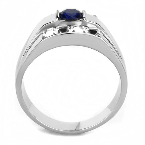 TK3463 - High polished (no plating) Stainless Steel Ring with Synthetic Synthetic Glass in Montana