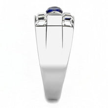 TK3463 - High polished (no plating) Stainless Steel Ring with Synthetic Synthetic Glass in Montana