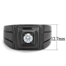 TK3466 - IP Black(Ion Plating) Stainless Steel Ring with AAA Grade CZ  in Clear