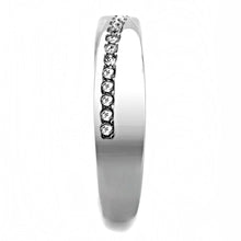 TK3501 - High polished (no plating) Stainless Steel Ring with Top Grade Crystal  in Clear