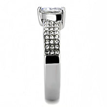 TK3505 - High polished (no plating) Stainless Steel Ring with AAA Grade CZ  in Clear