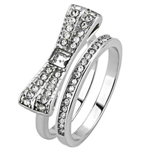 TK3506 - High polished (no plating) Stainless Steel Ring with Top Grade Crystal  in Clear