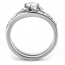 TK3507 - High polished (no plating) Stainless Steel Ring with AAA Grade CZ  in Clear