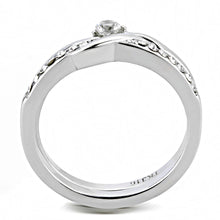 TK3508 - High polished (no plating) Stainless Steel Ring with AAA Grade CZ  in Clear