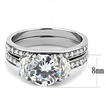 TK3509 - High polished (no plating) Stainless Steel Ring with AAA Grade CZ  in Clear