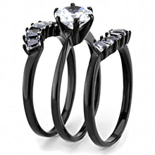 TK3514 - IP Black(Ion Plating) Stainless Steel Ring with AAA Grade CZ  in Clear