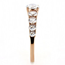 TK3516 - IP Rose Gold(Ion Plating) Stainless Steel Ring with AAA Grade CZ  in Clear