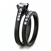 TK3555 - IP Black(Ion Plating) Stainless Steel Ring with AAA Grade CZ  in Clear