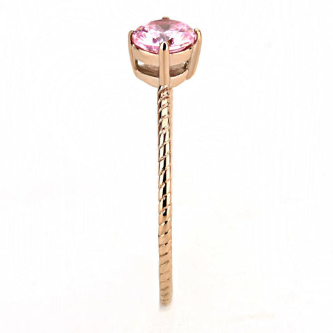 TK3558 - IP Rose Gold(Ion Plating) Stainless Steel Ring with AAA Grade CZ  in Rose