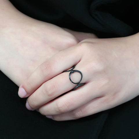 TK3568 - IP Black(Ion Plating) Stainless Steel Ring with No Stone