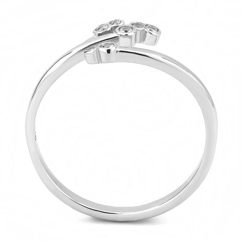 TK3570 - No Plating Stainless Steel Ring with AAA Grade CZ  in Clear