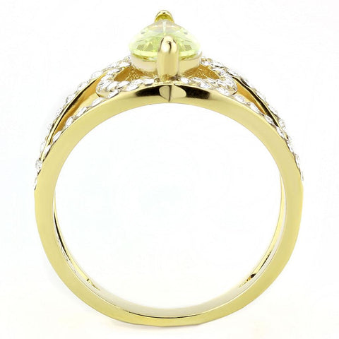 TK3578 - IP Gold(Ion Plating) Stainless Steel Ring with AAA Grade CZ  in Apple Green color