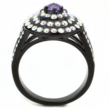 TK3580 - IP Black(Ion Plating) Stainless Steel Ring with Assorted  in Multi Color