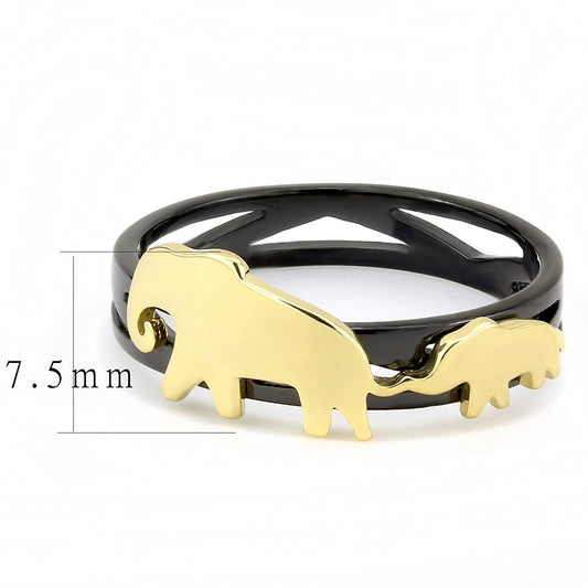 TK3582 - IP Gold+ IP Black (Ion Plating) Stainless Steel Ring with No Stone