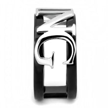 TK3583 - Two-Tone IP Black (Ion Plating) Stainless Steel Ring with No Stone