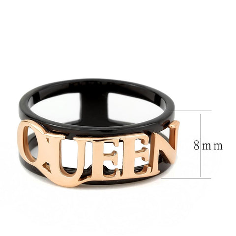 TK3584 - IP Rose Gold+ IP Black (Ion Plating) Stainless Steel Ring with No Stone