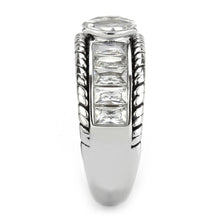 TK3606 - No Plating Stainless Steel Ring with AAA Grade CZ  in Clear