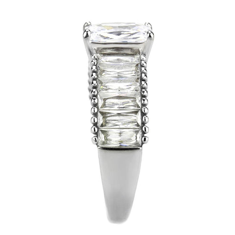 TK3608 - No Plating Stainless Steel Ring with AAA Grade CZ  in Clear