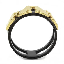 TK3609 - IP Gold+ IP Black (Ion Plating) Stainless Steel Ring with No Stone