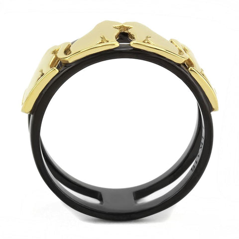 TK3609 - IP Gold+ IP Black (Ion Plating) Stainless Steel Ring with No Stone