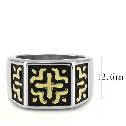 TK3622 - Two-Tone IP Gold (Ion Plating) Stainless Steel Ring with No Stone