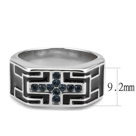 TK3623 - High polished (no plating) Stainless Steel Ring with Top Grade Crystal  in Montana