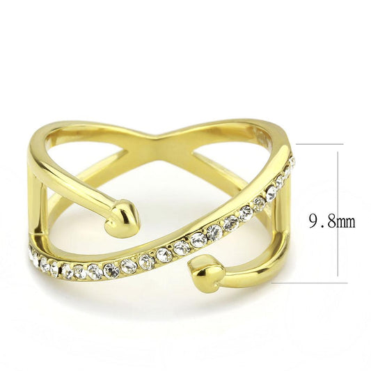 TK3625 - IP Gold(Ion Plating) Stainless Steel Ring with Top Grade Crystal  in Clear