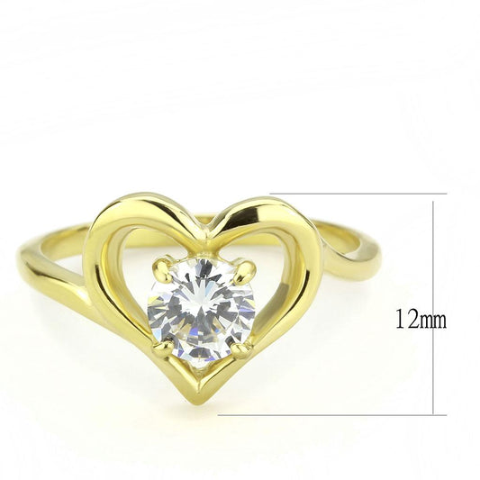 TK3628 - IP Gold(Ion Plating) Stainless Steel Ring with AAA Grade CZ  in Clear