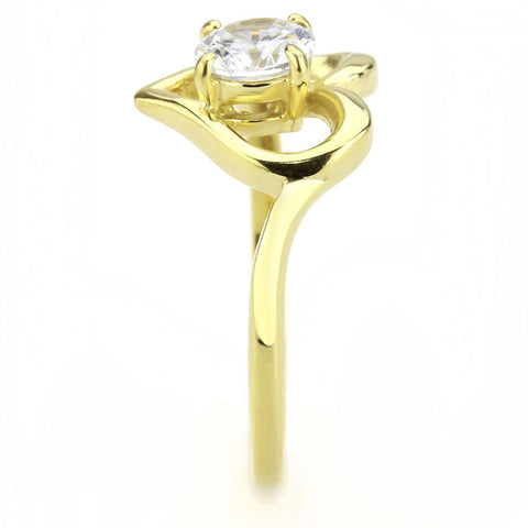 TK3628 - IP Gold(Ion Plating) Stainless Steel Ring with AAA Grade CZ  in Clear