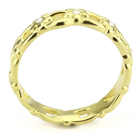 TK3629 - IP Gold(Ion Plating) Stainless Steel Ring with Top Grade Crystal  in Clear