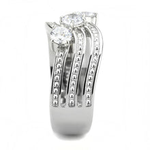 TK3633 - High polished (no plating) Stainless Steel Ring with AAA Grade CZ  in Clear