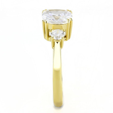 TK3674 - IP Gold(Ion Plating) Stainless Steel Ring with AAA Grade CZ  in Clear