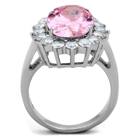 TK3676 - High polished (no plating) Stainless Steel Ring with Synthetic Synthetic Glass in Rose